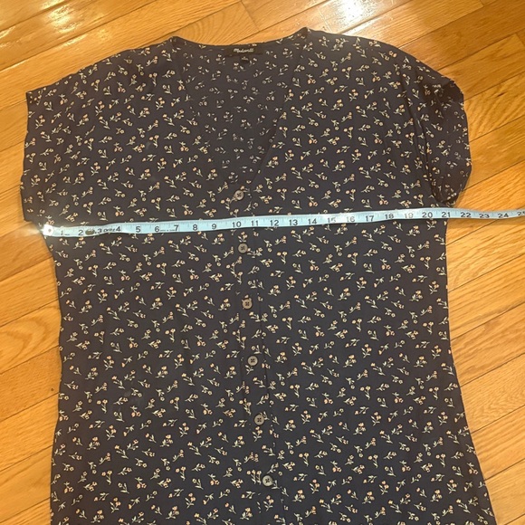 Madewell Navy Floral Button-Front Midi Dress - Picture 7 of 8